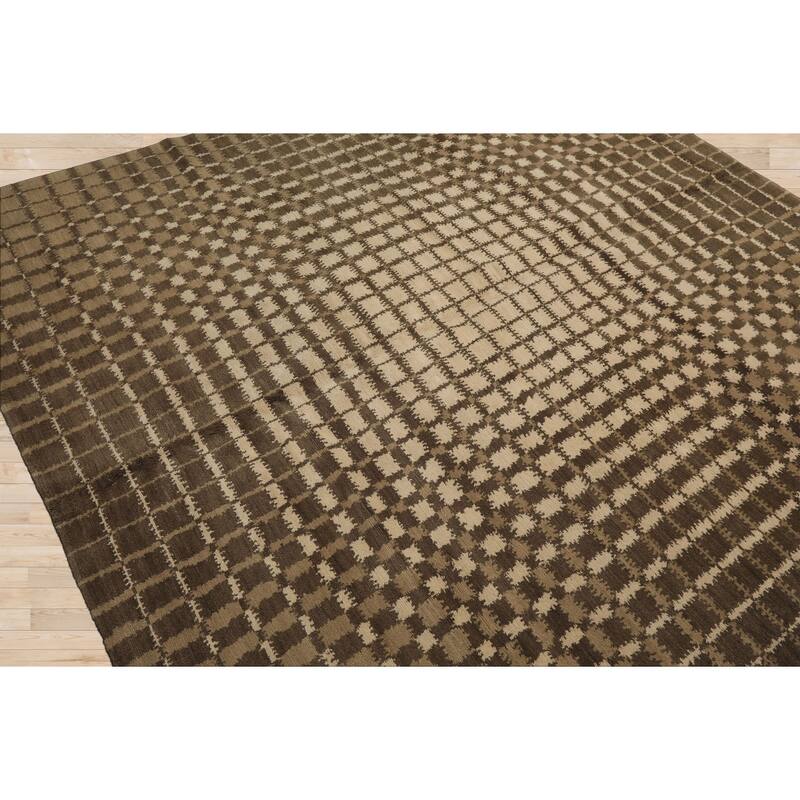7'11''x8'1'' Tibetano Hand Knotted Wool Ivory Modern & Contemporary Sunburst Rug - 7' 11'' x 8' 1''
