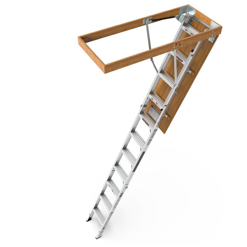 Aluminum Attic Ladder 350-pound Capacity 22 1/2" x 54" Opening 7-10ft Ceiling