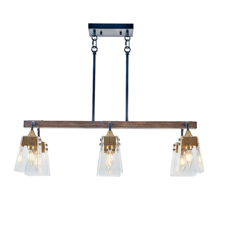29 inch wood painted gold chandelier 6 LT - Wood Painted
