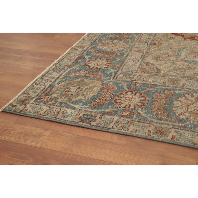 Hand Knotted Oriental 100% Wool Carpet Traditional Floral Oranges & Rust Tabriz Area Rug - 10' 5'' X 7' 9''