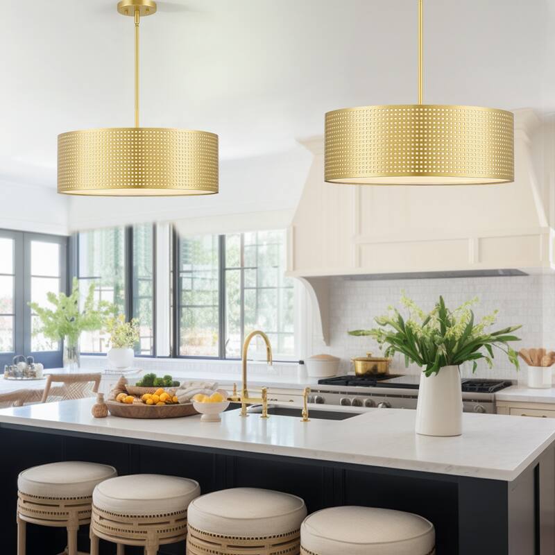 Murray 4-light drum Pendant chandelier with Gold frame - 20 in. W