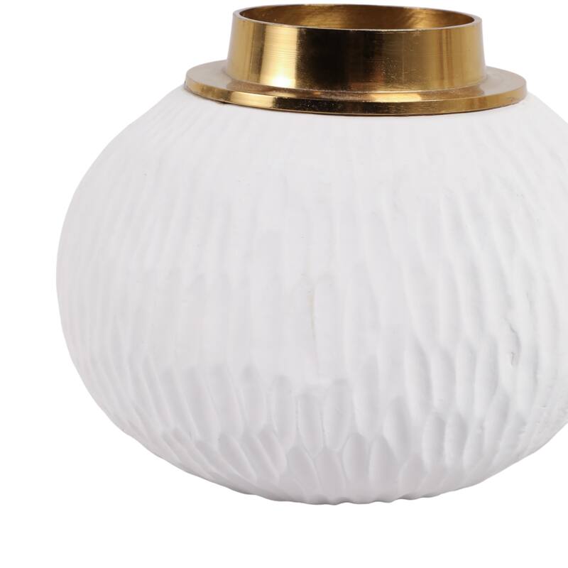 Pottery Metal Vase Earthenware Handcrafted Tapered Textured Surface