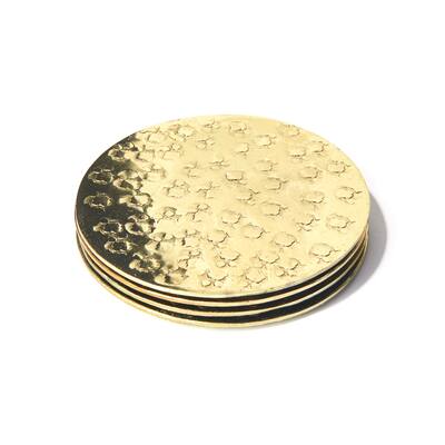 Gold Bubbles Set Of 4 Coasters - 5" dia.