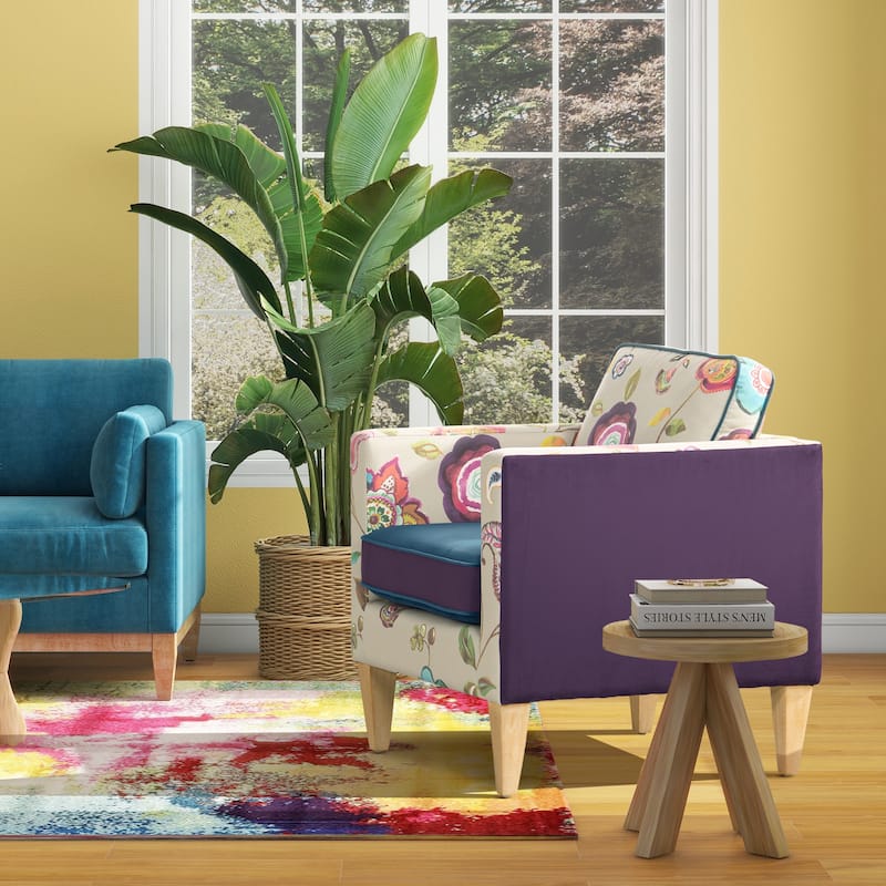 Mamba 28" Patchwork Velvet Upholstered Floral Accent Arm Chair