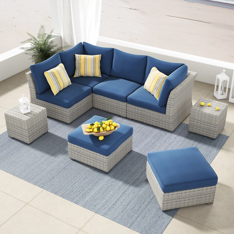 Corvus 8-piece Aluminum Wicker Patio Sectional Conversation Set