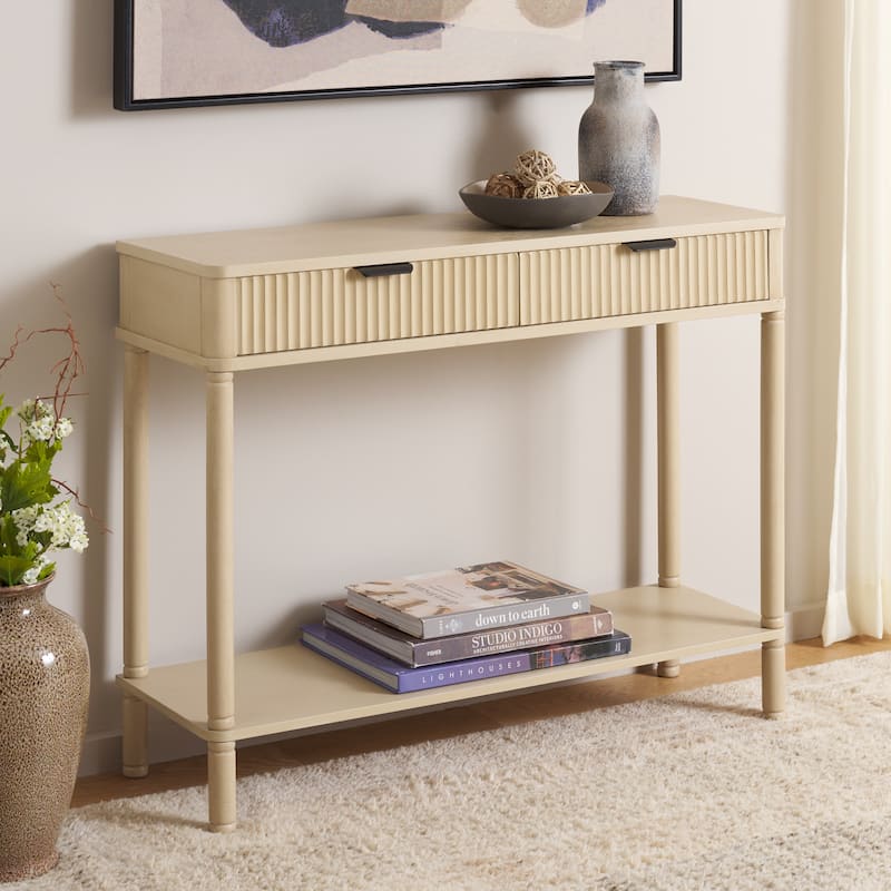 SAFAVIEH Thurston 2-Drawer Console Table - 35"W x 12"D x 28"H - Natural