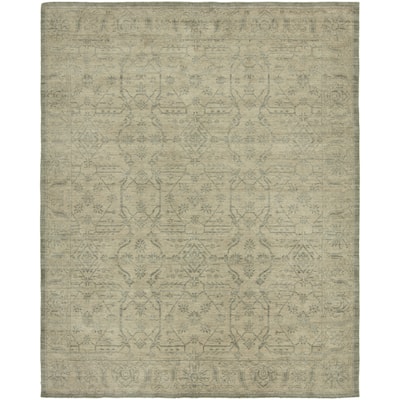 Modern Grey Hand-Knotted Wool & Viscose Area Rug
