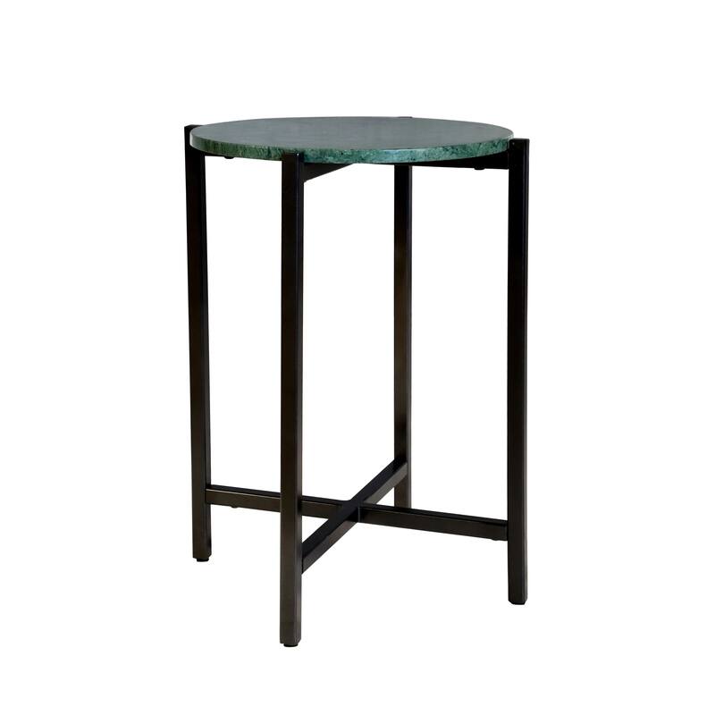 Marble Side Table For Living Room With Metal Frame-21 Inch Height
