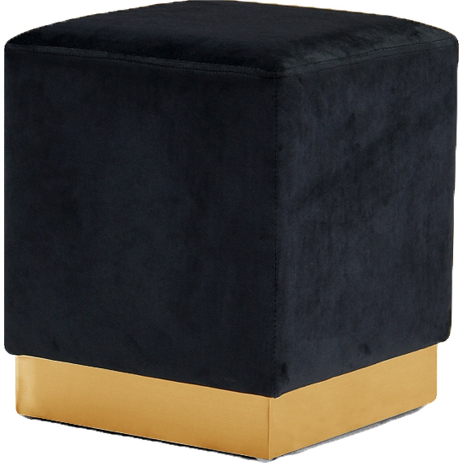 Black Velvet Square Accent 17 in.H Ottoman