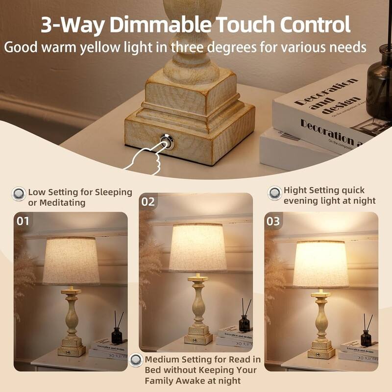 Touch Lamps for Bedroom Set of 2,Bed-Side Table Lamps