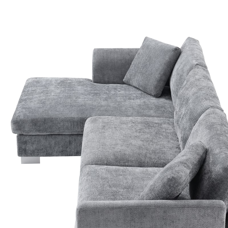 Roomfitters 96*56" Modern Cloud Sectional Sofa, L-Shaped Luxury Couch Set with 2 Pillows, 4-Seat Indoor Furniture