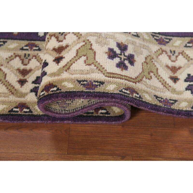 Hand Knotted Oriental 100% Wool Carpet Transitional All-Over Purples Oushak Area Rug - 6' 0'' X 4' 2''