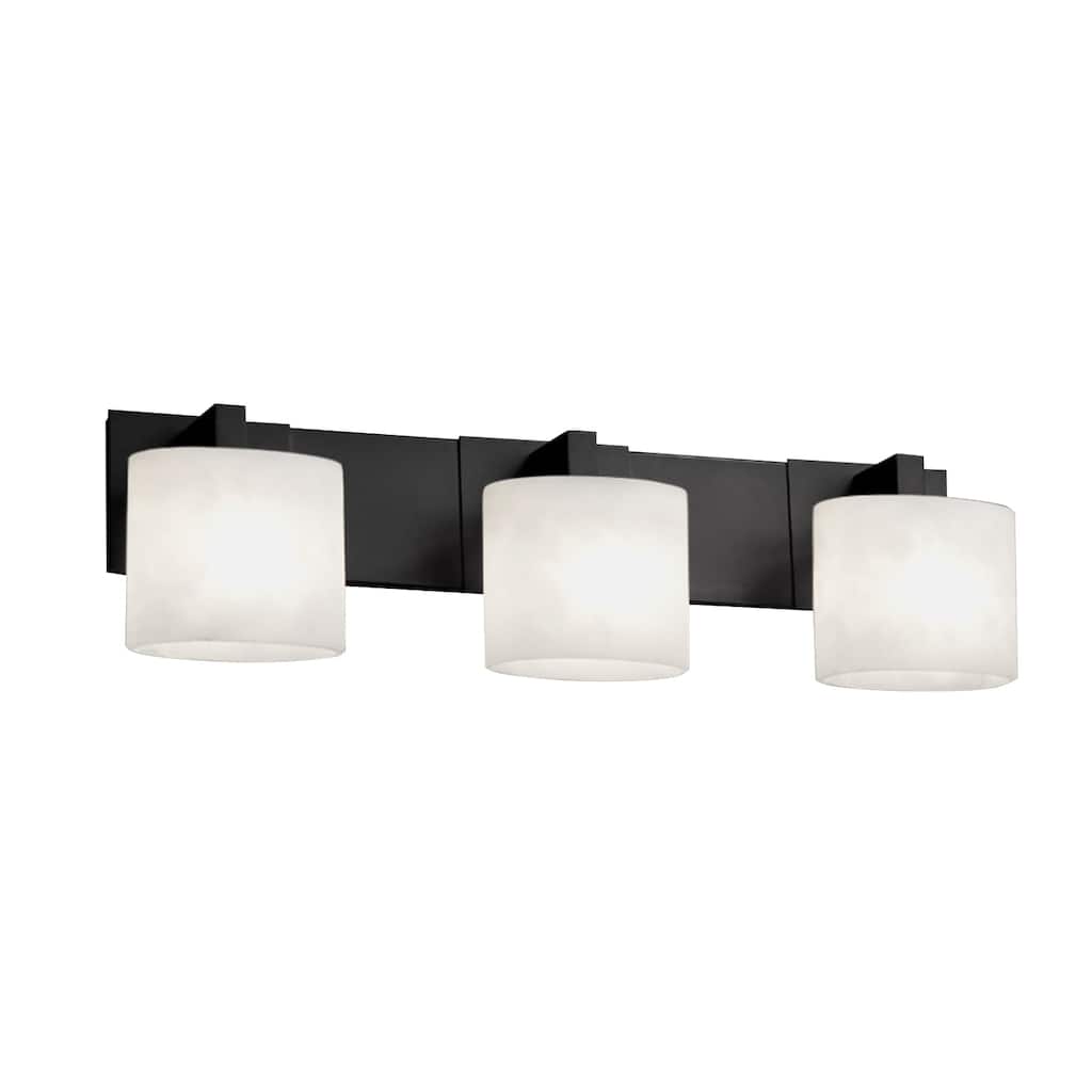 Justice Design Fusion Modular 3-light Matte Black Bath Bar, Opal Oval Shade