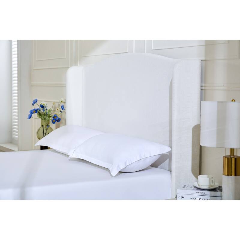 Upholstered Wingback Headboard Bed Platform Bed No Box Spring Needed