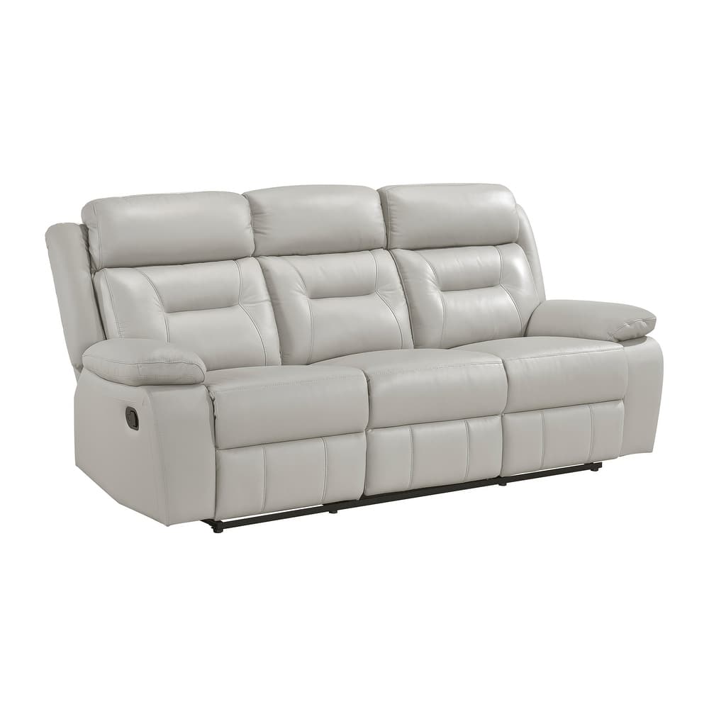 Fremont & Park Papyrus Leather Match Manual Double Reclining Sofa