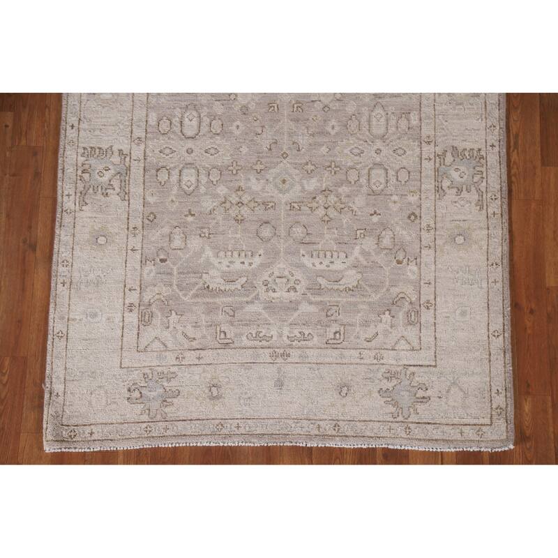 Hand Knotted Oriental 100% Wool Carpet Transitional All-Over Brown Oushak Area Rug - 6' 6'' X 4' 0''