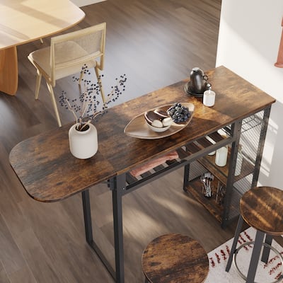 3 Pieces Bar Pub Table Set with Two Stools