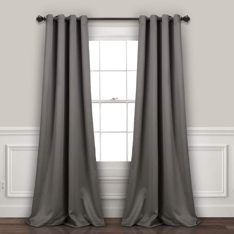 Lush Decor Insulated Grommet Blackout Curtain Panel Pair - 120 inches - Dark Gray