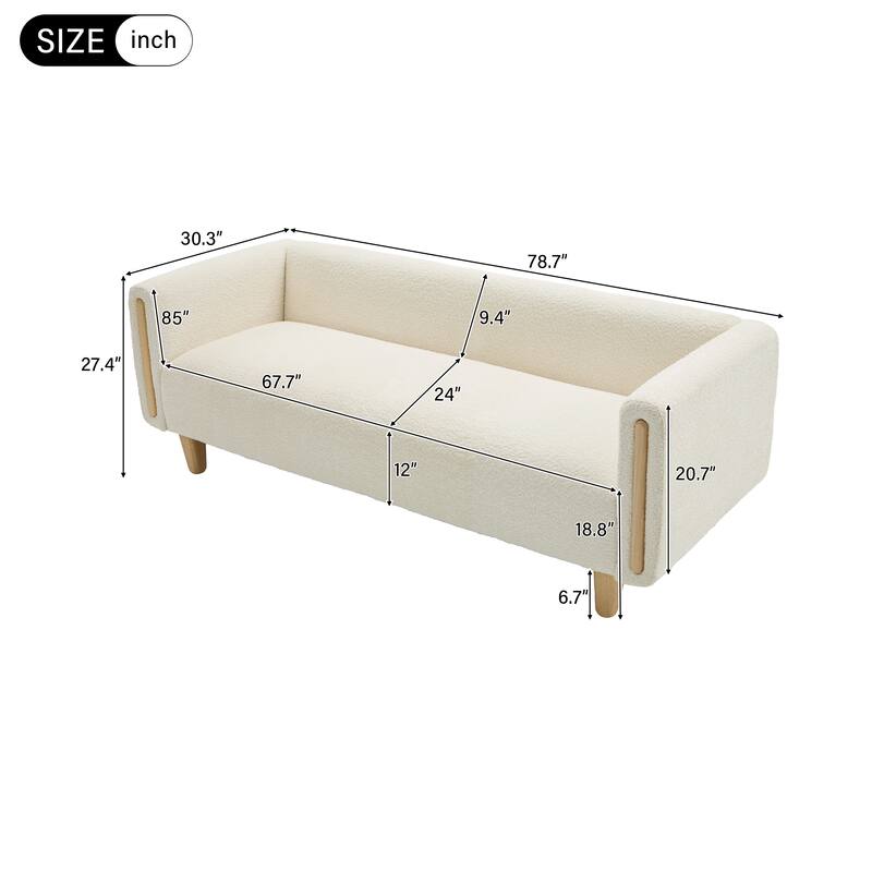 Christopher Knight Home - Soft Upholstered 78.7" 3-Seater Sofa with Rubberwood Legs
