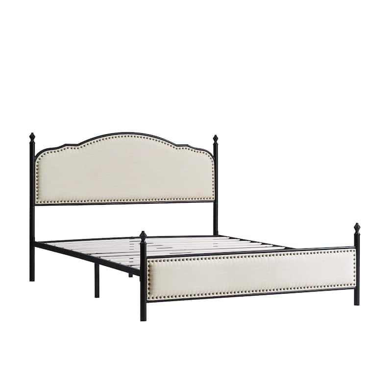 Dimas Modern Queen Size Upholstered Platform Bed with Metal Legs