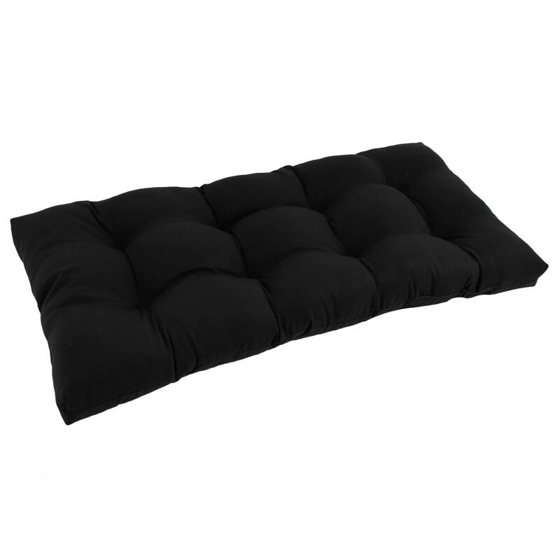 Solid Twill Tufted Indoor Bench Cushion (Multiple widths from 42 to 60 inch) - 42" wide - Black