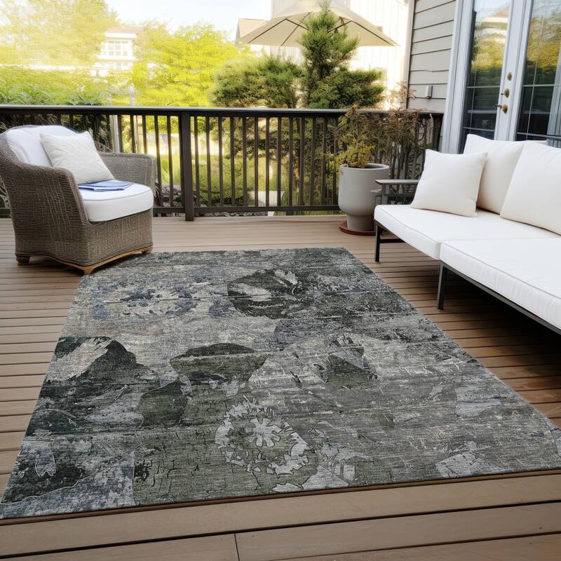 Gasi Artistic Abstract Weather Resistant Blended Style Runner Outdoor Rug