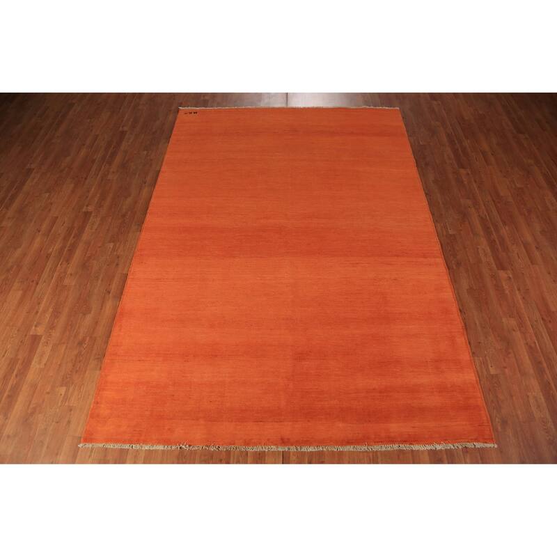 Orange Gabbeh Oriental Area Rug Handmade Wool Carpet - 6'8" x 9'5"