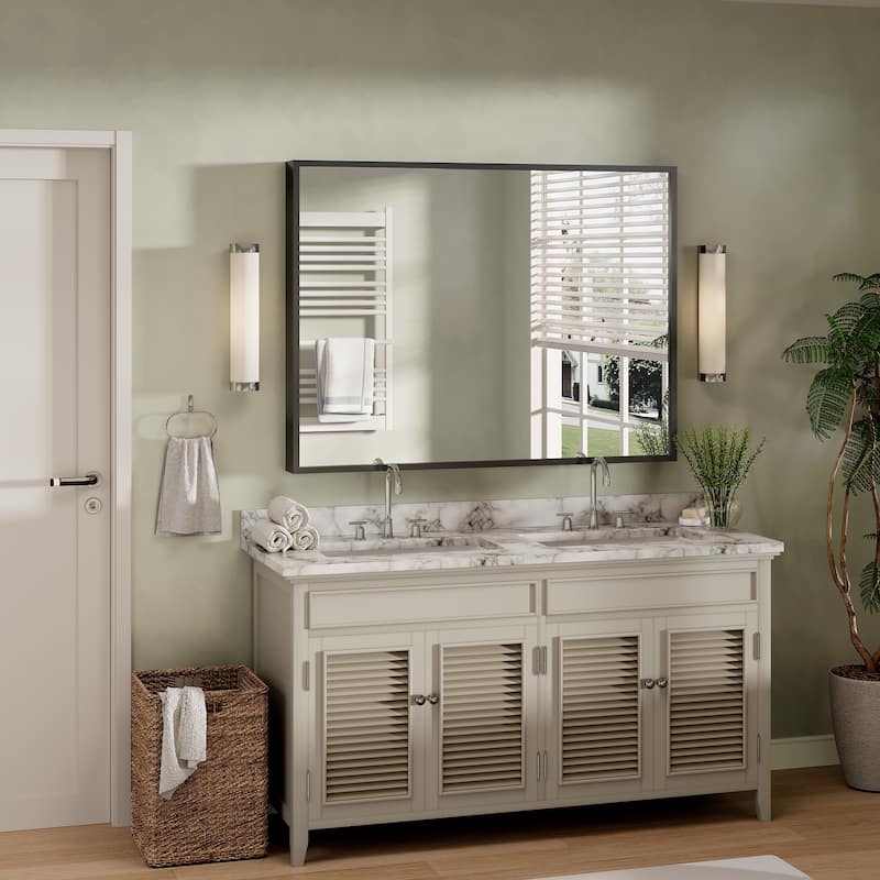 Tempered Glass and Metal Framed French Cleat Mounted Wall Bathroom / Vanity Mirror