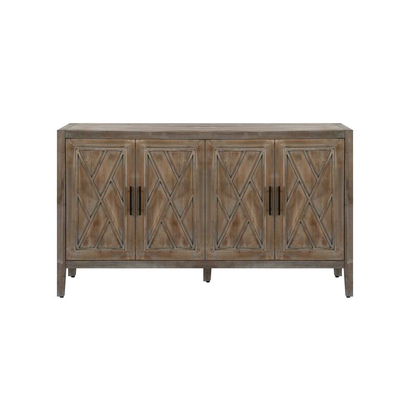 4 Door Wooden Sideboard for Living room Dining room Hallway entryway - Brown
