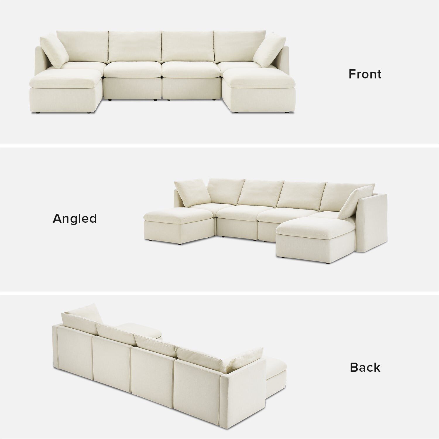 mopio Oversized Modular Sectional Sofa with Fully Removable Covers