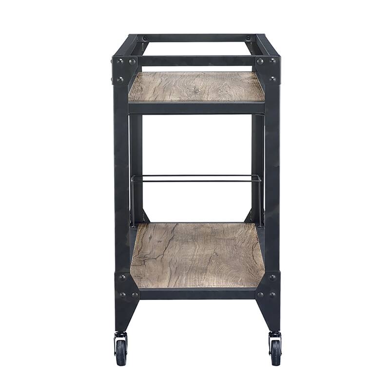 Rustic Oak and Charcoal 2-shelf Serving cart