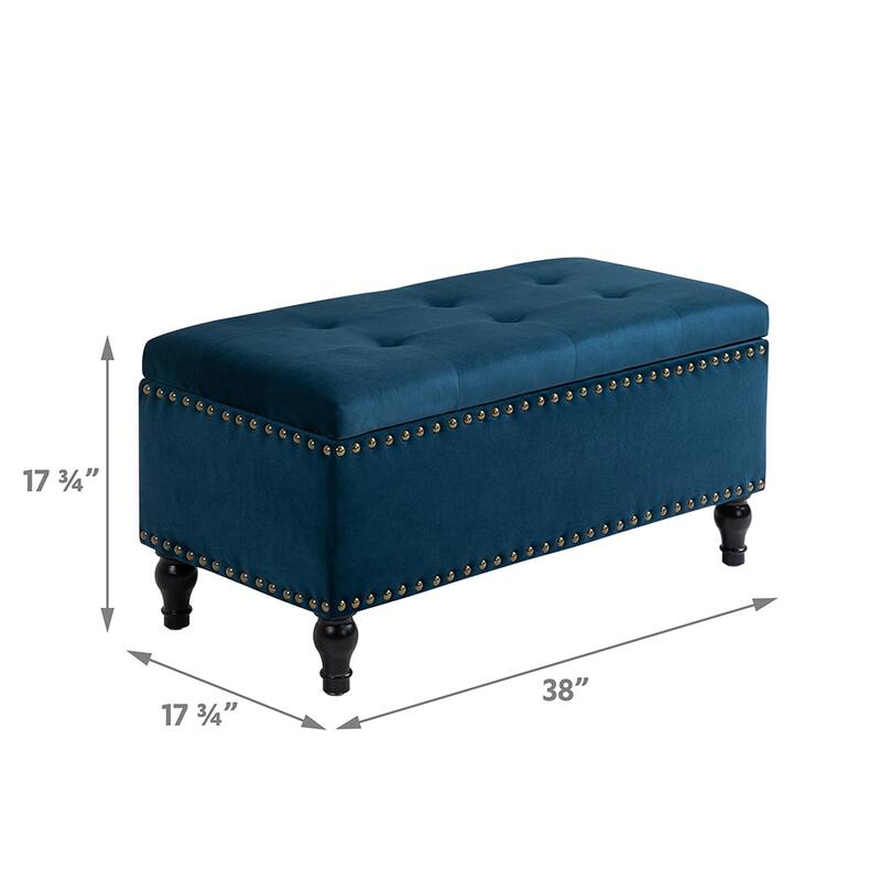 Maypex 38" Velvet Upholstered Flip Top Storage Bench