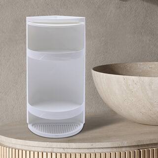 3-Tier Rotating Corner Shelf For Bathroom Or Kitchen - Space Saving, Wall Mount, Gray-White