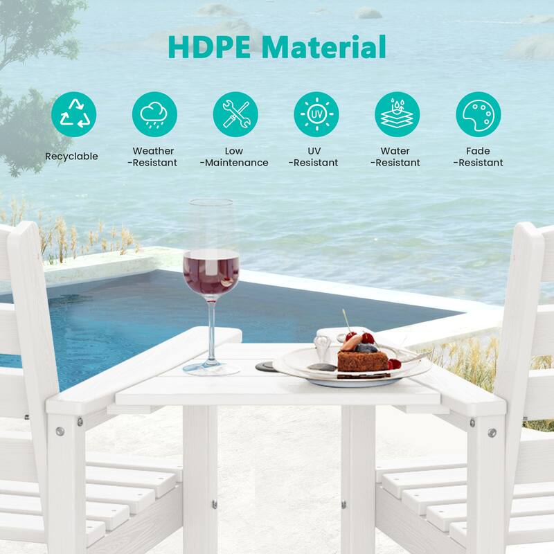 HDPE 2-Piece High Bar Stool Set with Umbrella-Compatible Connecting Panel