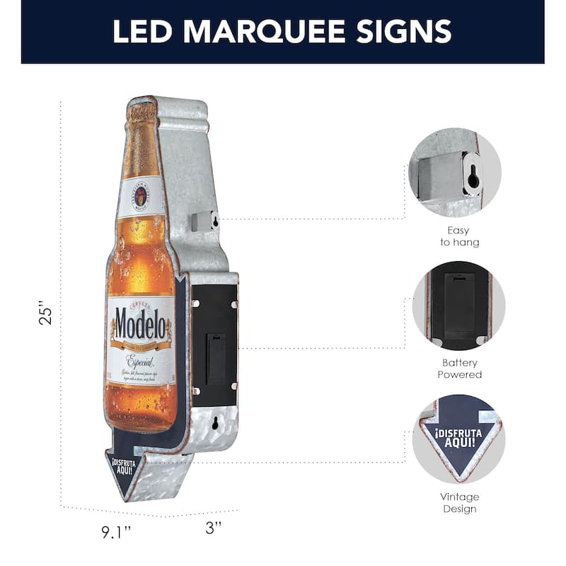 Metal LED Modelo Especial Marquee Wall Sign - 25" x 8.5" x 4"