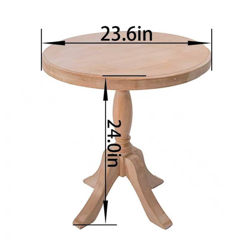 23.62'' Round Wooden Pedestal Coffee Table with Two Stands