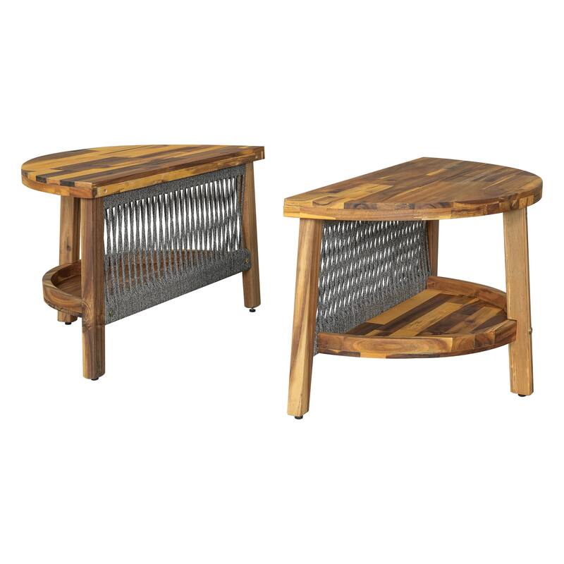 Outdoor 6-Person Round Sectional Furniture Set Patio Sectional Sofa Set with Round Coffee Table for Garden Backyard