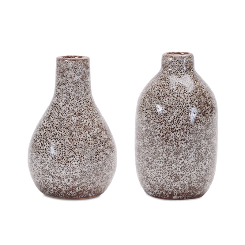 Speckled Ceramic Bottle Vase (Set of 2)