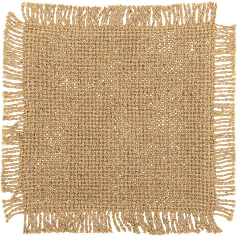 Burlap Natural Coaster Set of 12 Fringed 4x4 - Coaster Set