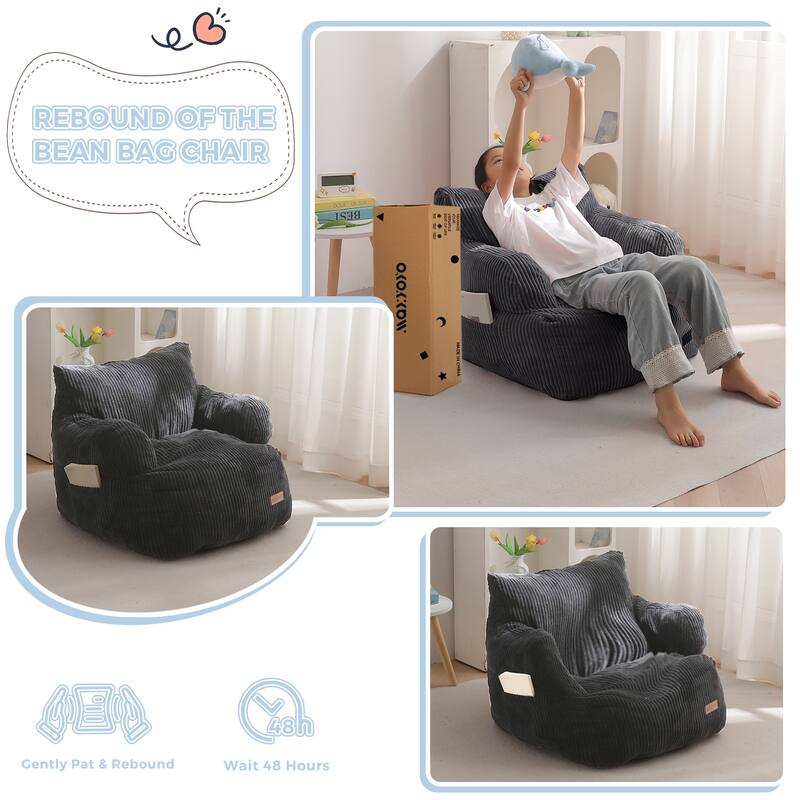 Kids Bean Bag Chair,Sherpa Bean Bag Sofa Couch with Decorative Edges