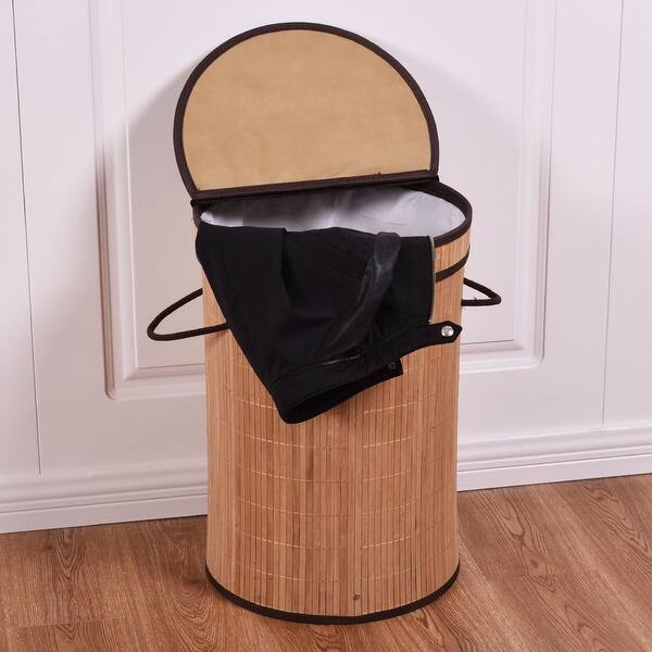Costway Round Bamboo Hamper Laundry Basket Washing Cloth Storage Bin Bag W Folding Lid As Pic Overstock 20510059 Frequent special offers and discounts up to 70% off for all products! usd