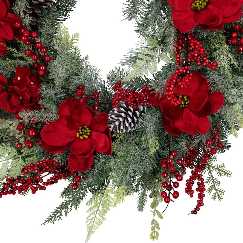 Real Touch™ Poinsettia Pinecone Artificial Christmas Wreath 38" Unlit