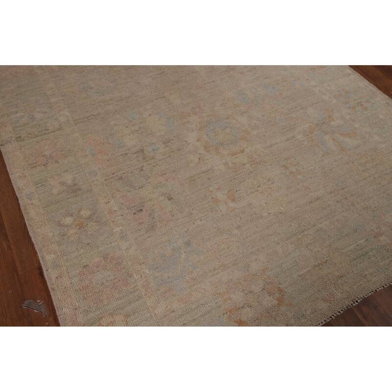 Vegetable Dye Oushak Area Rug Hand-Knotted Oriental Wool Carpet - 5'2"x 6'6"