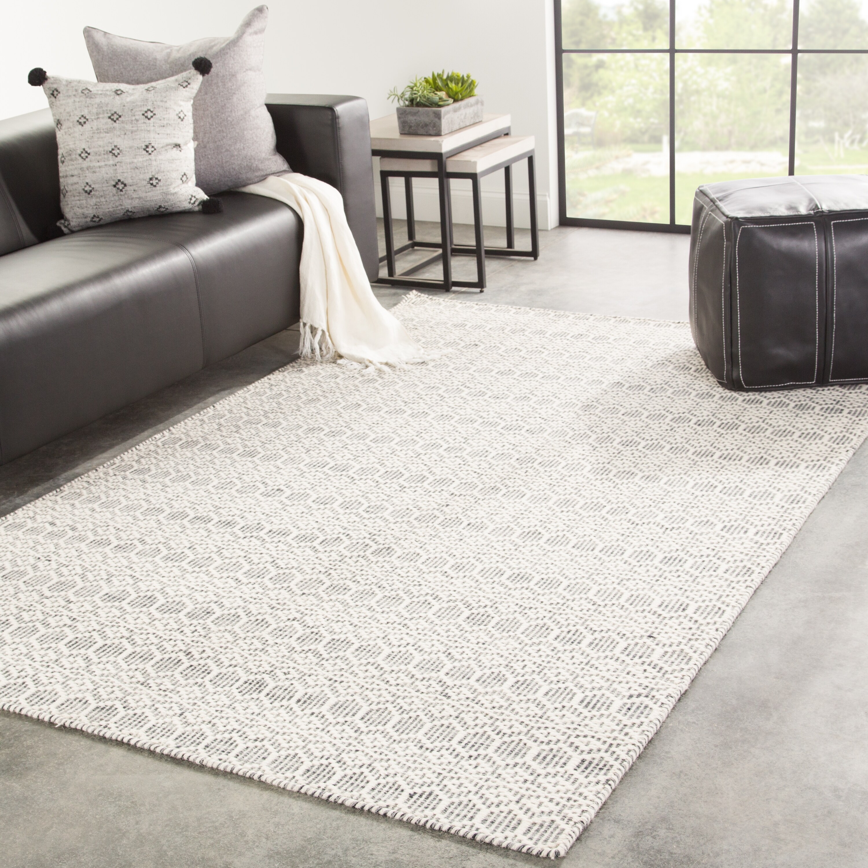 Shop Railay Handmade Trellis White Gray Area Rug 7 10 X 9 10