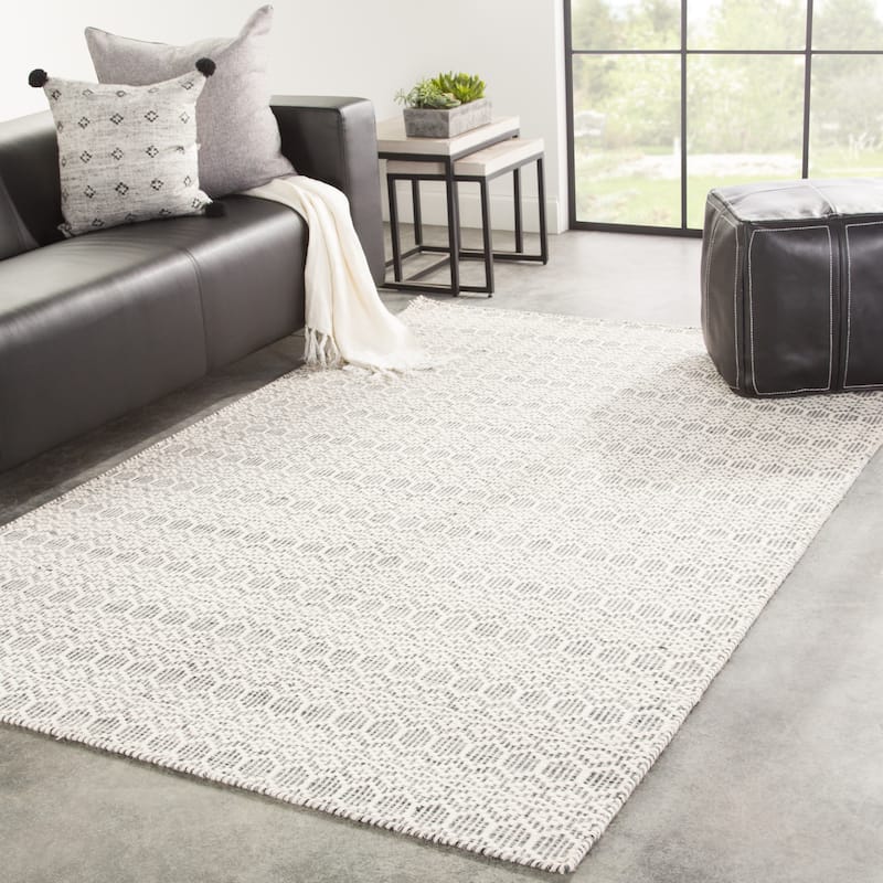 Railay Handmade Trellis White/ Grey Area Rug