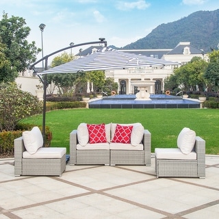Luxton 4-Piece Sectional Patio Conversation Set with Cushions