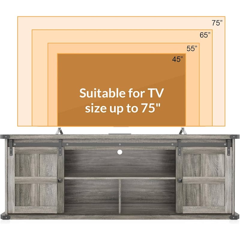 Mid Century Entertainment Center TV Stand for 77 Inch TVs with Storage Cabinets for Living Room - N/A