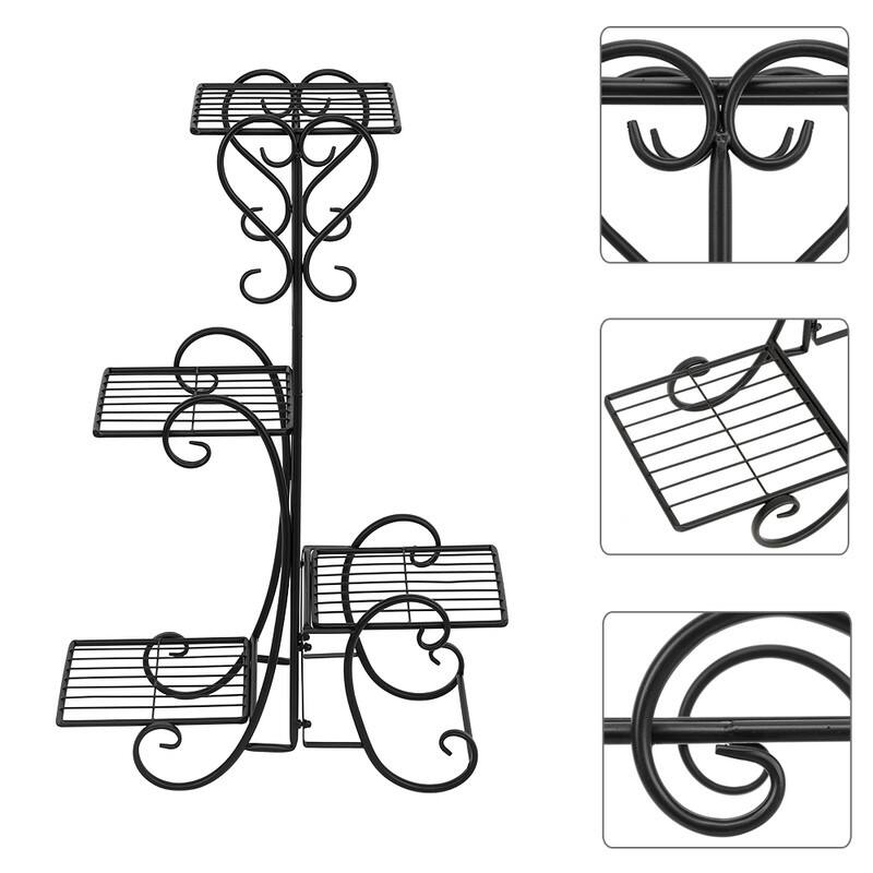 4 Potted Planters Display Rack Square Plant Shelf Stand