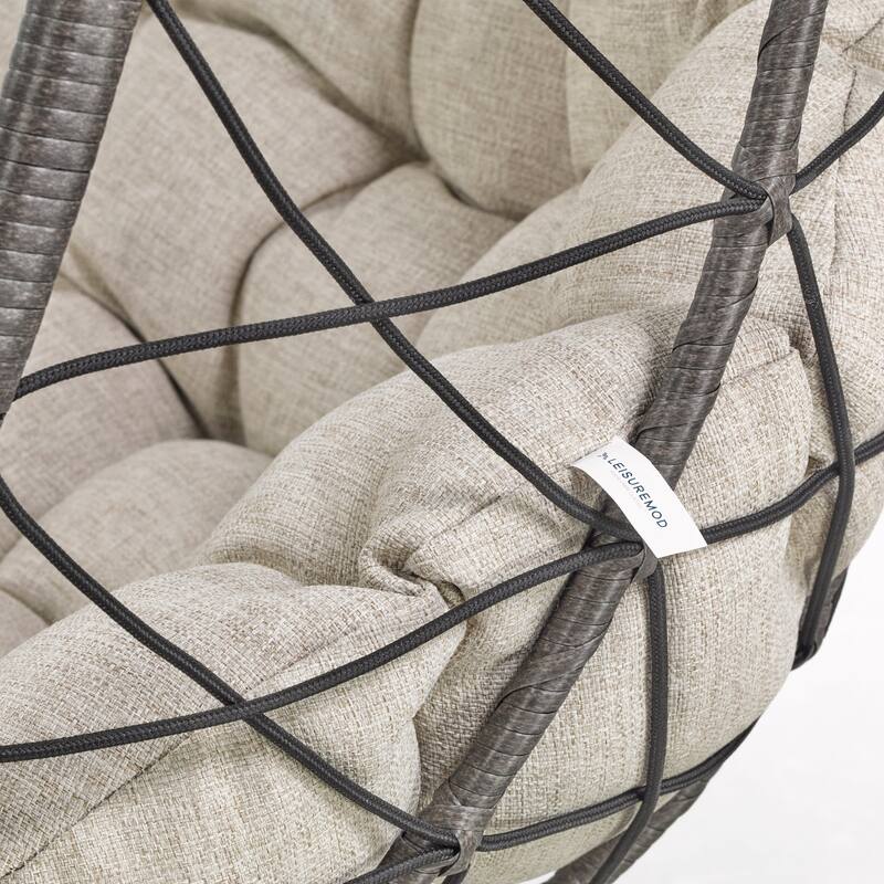 Summit Hanging Egg Swing Chair with Foldable Shell for Patio Balcony Backyard Garden Porch Home Office