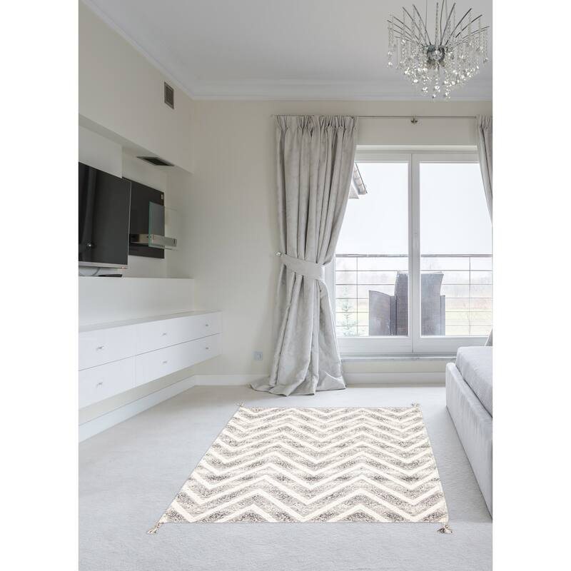 ECARPETGALLERY Braid weave Sienna Grey Wool Rug - 5'0 x 8'3